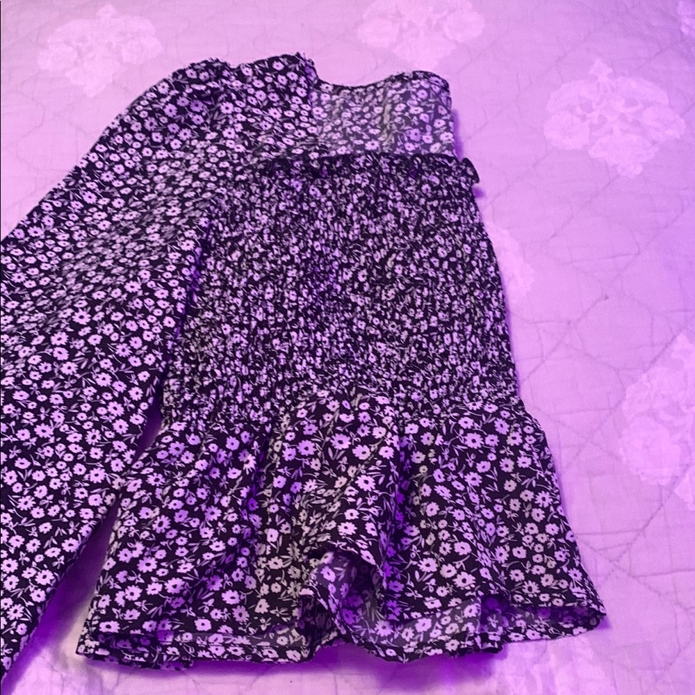 SHEIN Black and White Floral Blouse